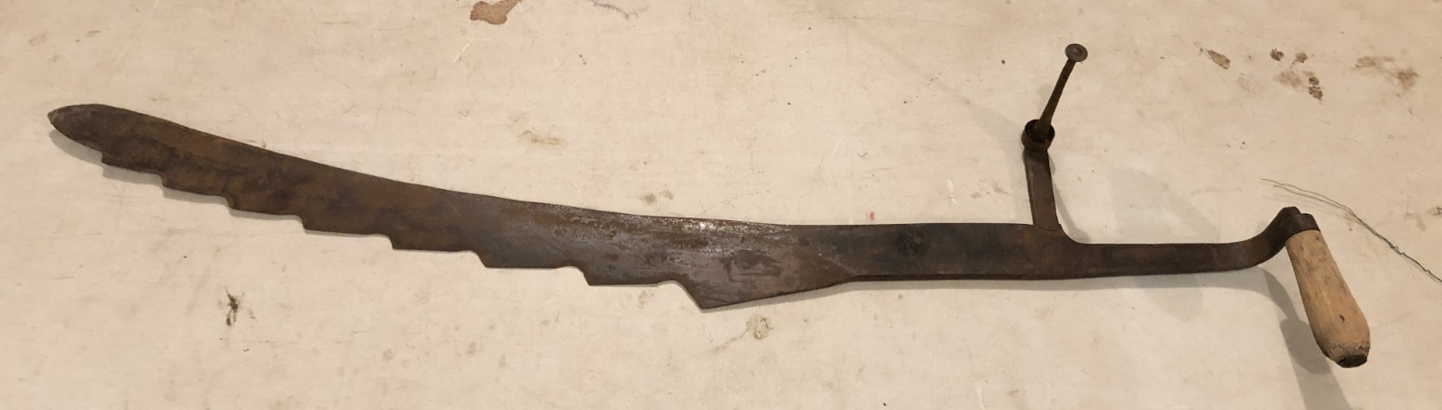 Primitive Antique 2 Hand Hay Knife Saw Serrated Edge Great Knife Making Steel (D