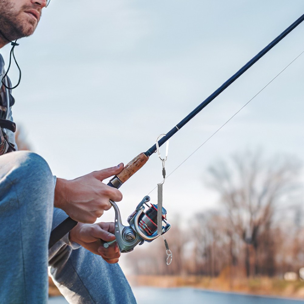 4 Pcs Heavy Duty Coiled Lanyard Elastic Fishing Safety Rope for Outdoor Use