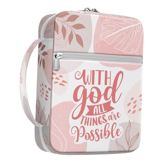  Tropical Floral Bible Cover With Handle, Study Case, Carrying Case Minimalist