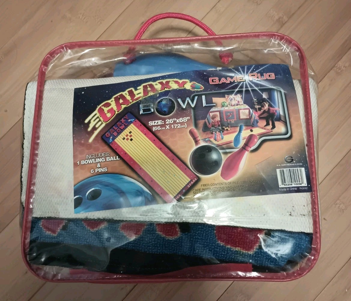 Galaxy Bowl Game Rug Complete Set 6 Pins Ball Vintage 