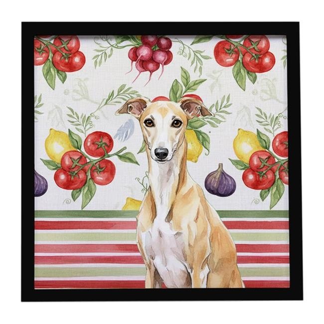 Carolines Treasures WDK8454MFP88 Unisex Fawn Whippet Vegetables Framed Metal ...