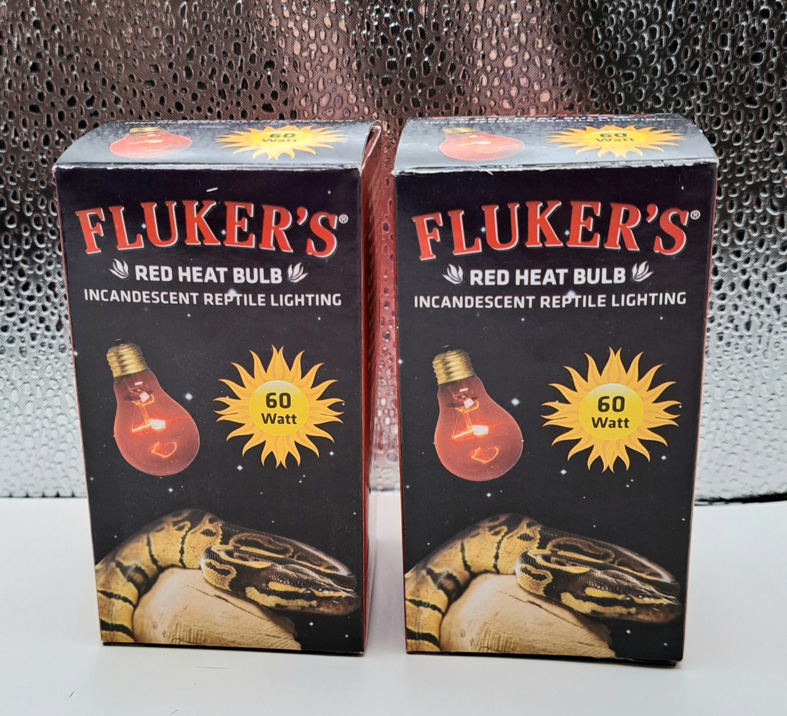 Two Fluker's Red Heat Bulbs Incandescent Reptile Lighting 60 Watt