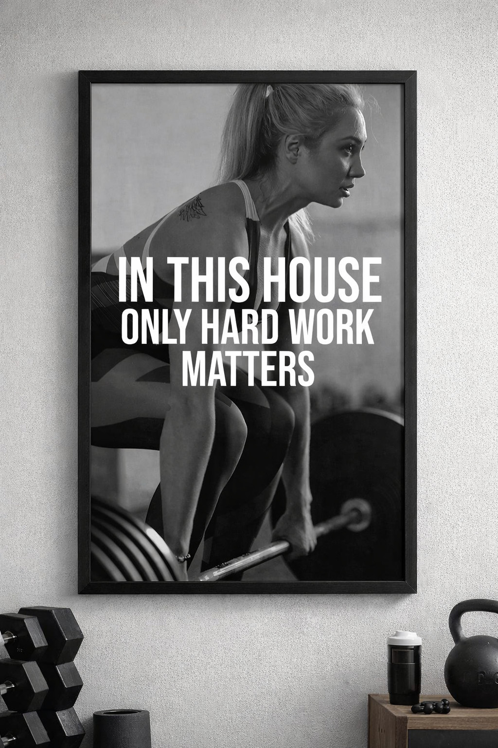 Motivational Gym Poster Hard Work Quote Fitness Wall Art Workout Decor