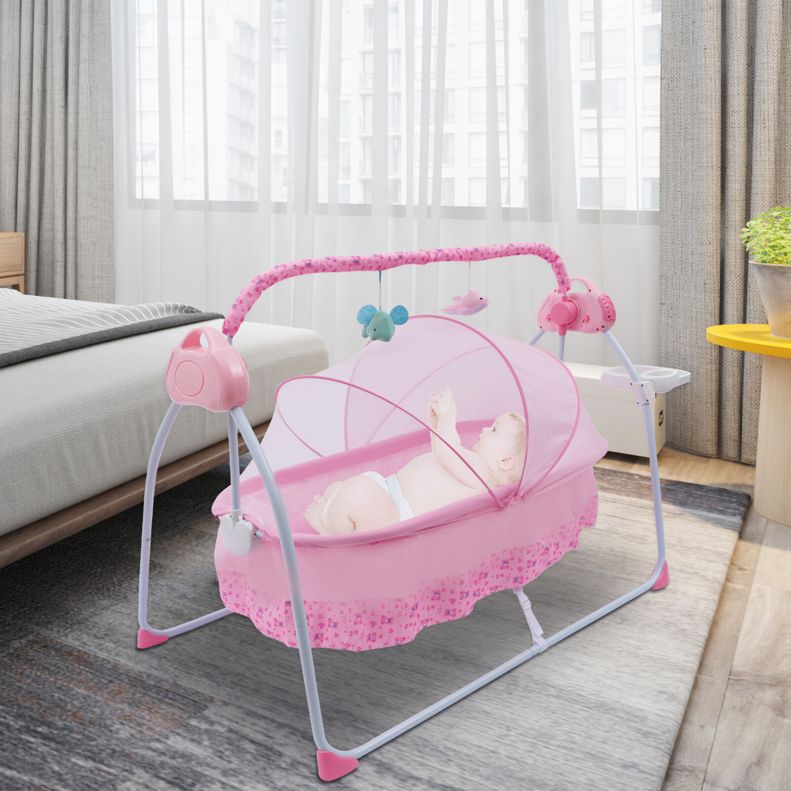 Baby Swing Bouncer Electric Baby Crib Cradle Infant Rocker Seat Chair Bassinet