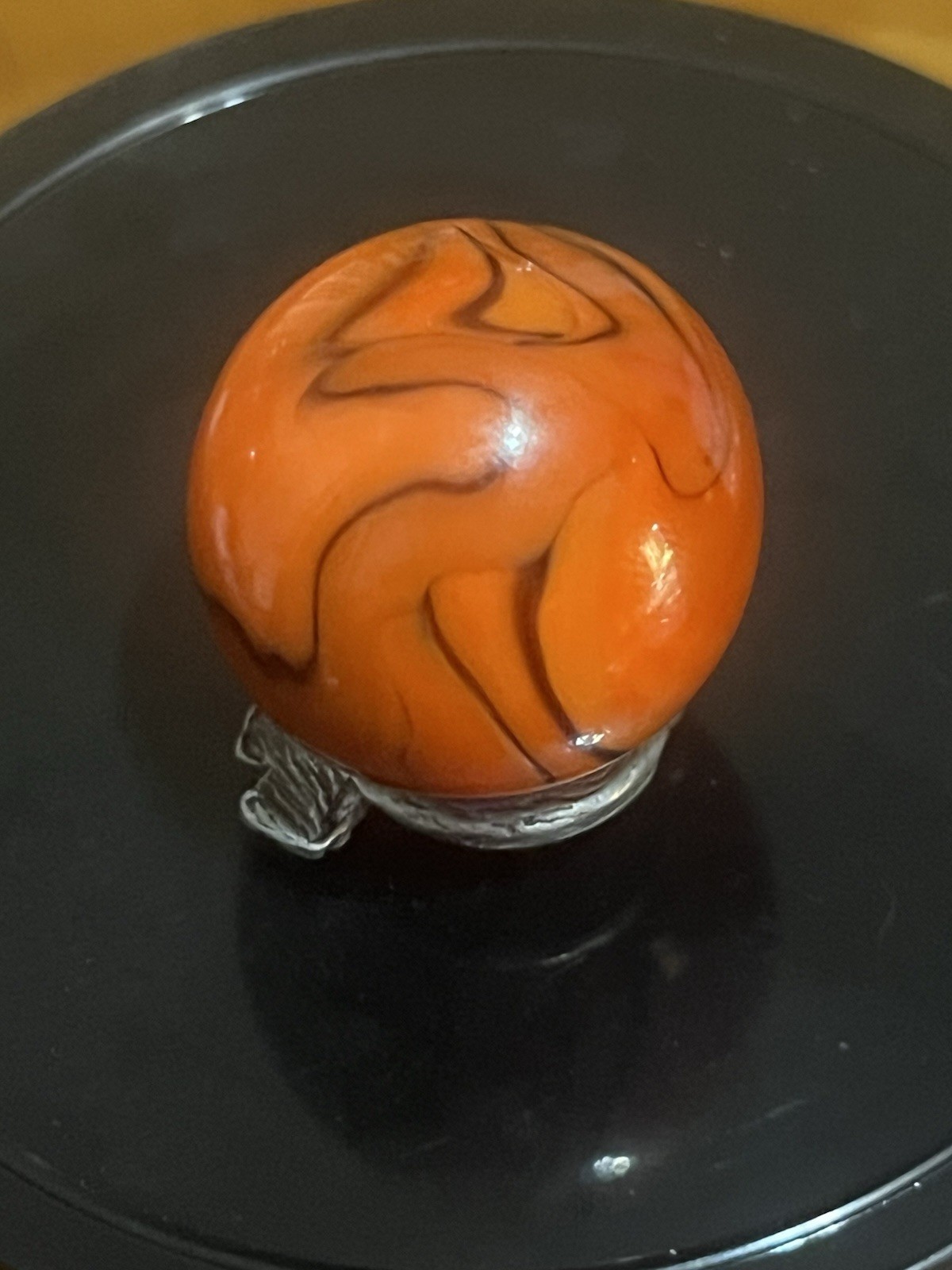 Vacor Marbles Shooter Marble Bengal Tiger Orange Base Black Swirl  .95” Mint
