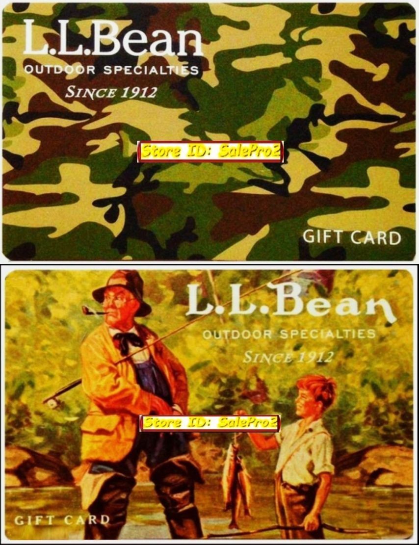 2x L.L. BEAN CAMOUFLAGE DESIGN FATHER & SON FISHING COLLECTIBLE GIFT CARD LOT