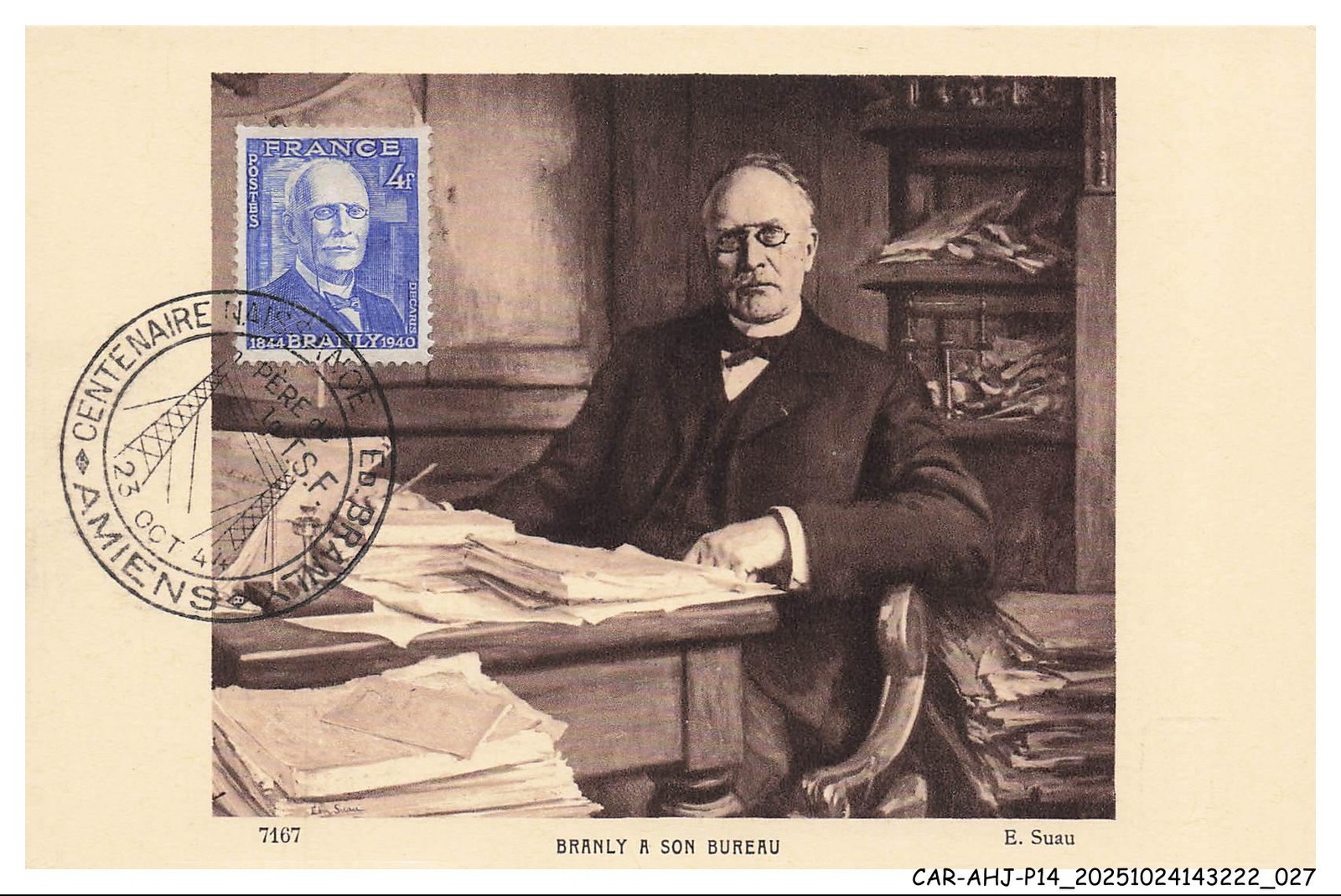 CAR-AHJP14-0674-CARTE-MAXIMUN - Branly A Its Office - 1944