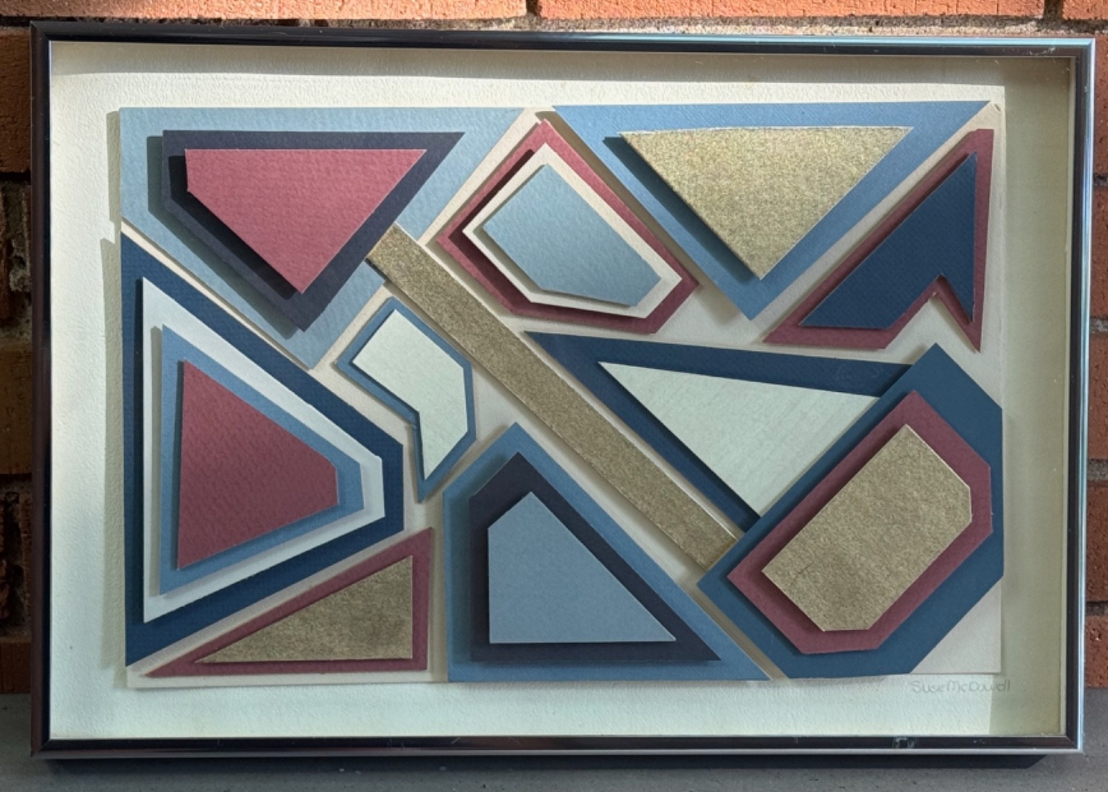 Vintage Geometric Shapes Multi-Layer Collage Wall Hanging Modern Art 1980s