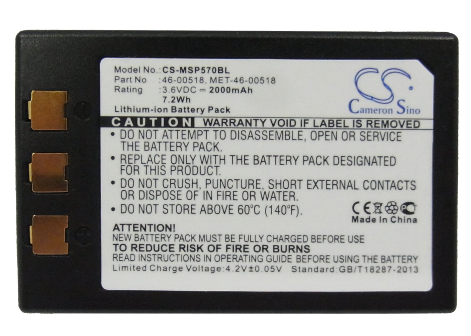 BATTERIE 2000mAh 46-00518 MET-46-00518 For Metrologic MK5710 SP5700 Optimus PDA