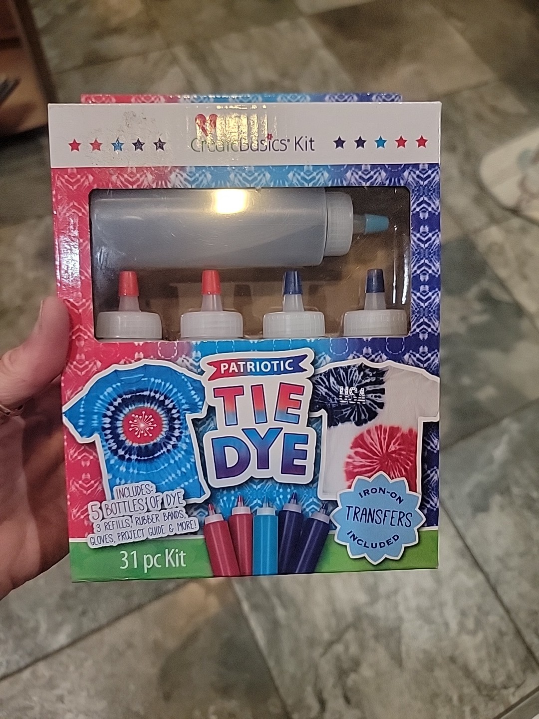 CreateBasics Patriotic Tie Dye Kit, 31 Piece Kit (Red, Navy, Turquiose Dye)