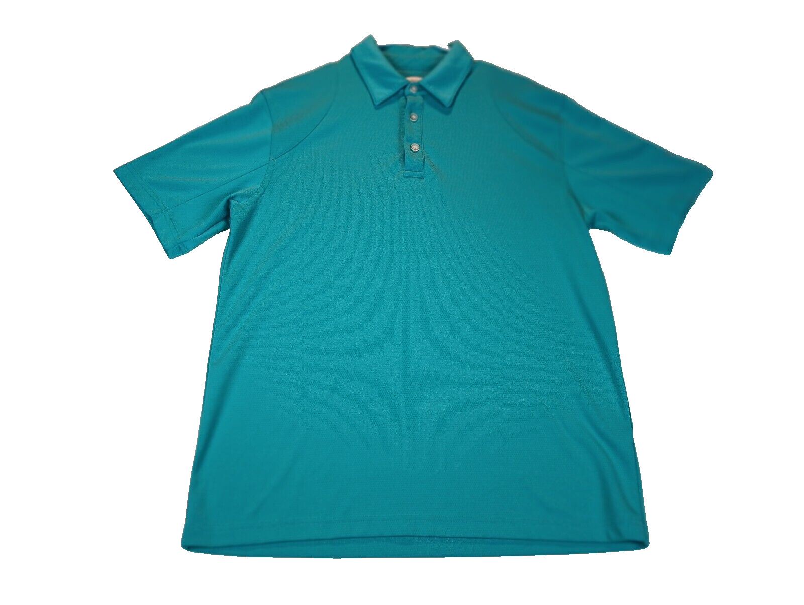 Callaway Men's shirt Medium Turquoise Polo Golf  Silver Logos 100% Polyester