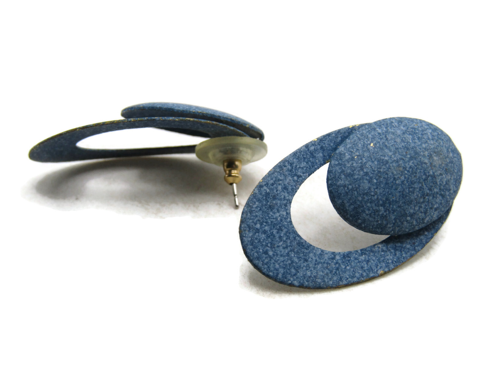 Blue Overlapping Oval Vintage Earring Set