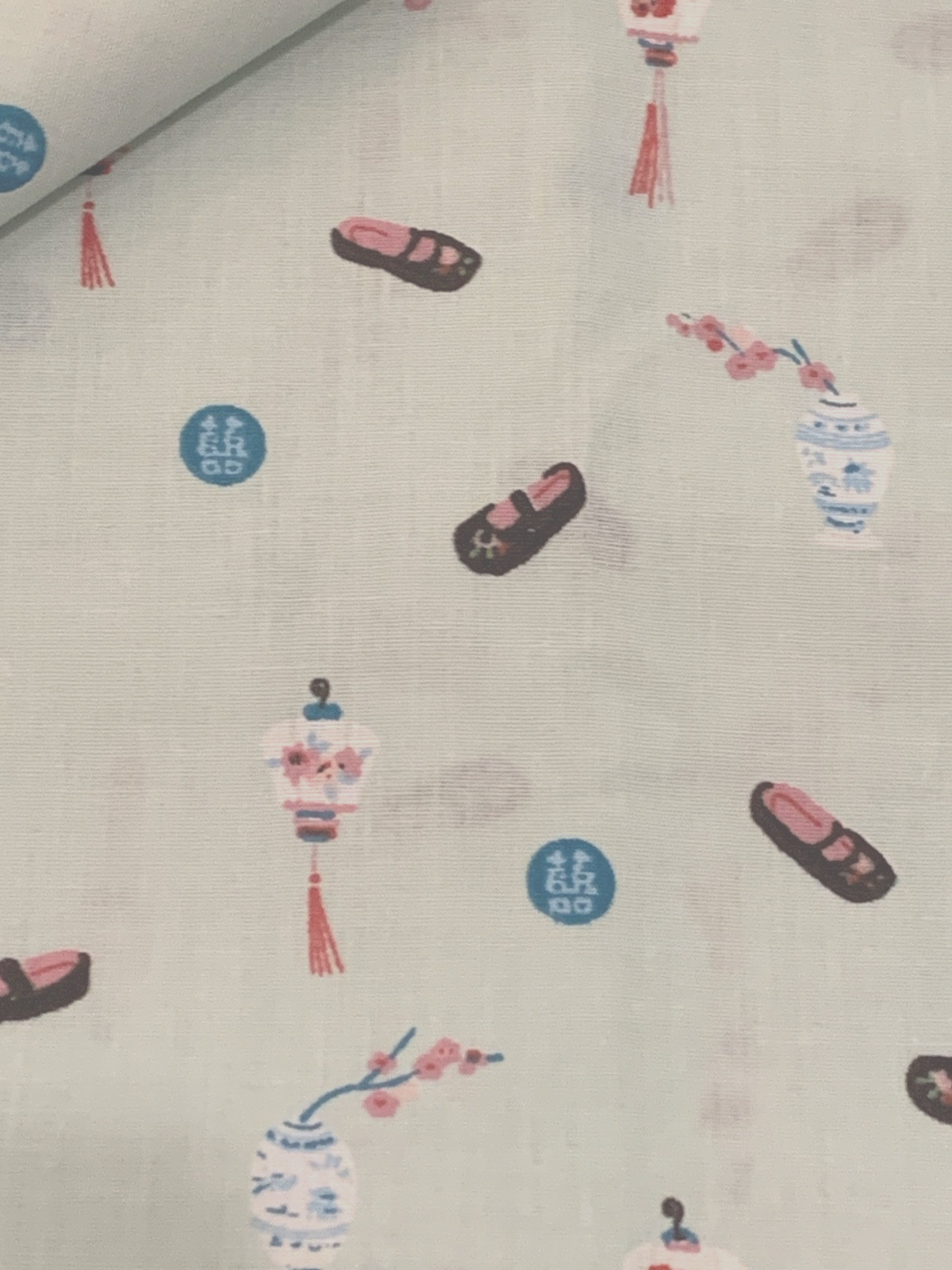 BRAND NEW! Cut Fabric Cute Flats and Lanterns 100% Cotton, 88” x 44”