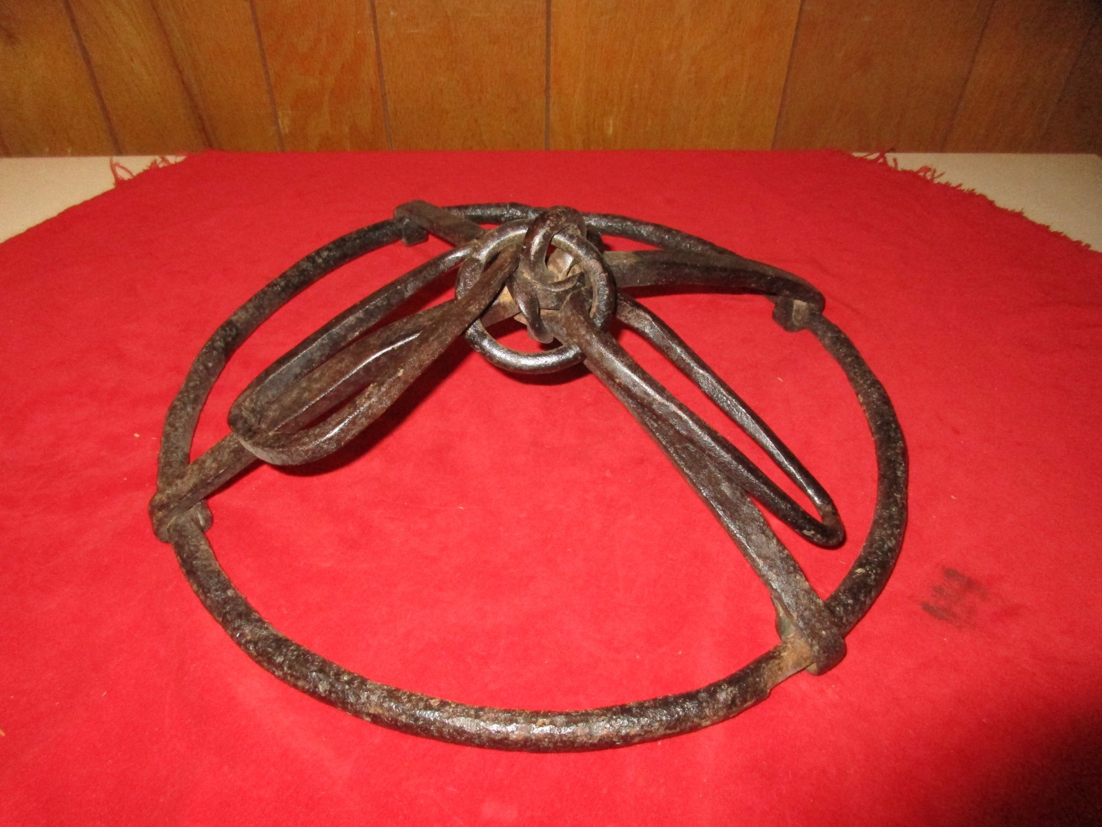 Antique Hanging Game Iron Pot Rack Blacksmith Made Hand Forged Light Fixture