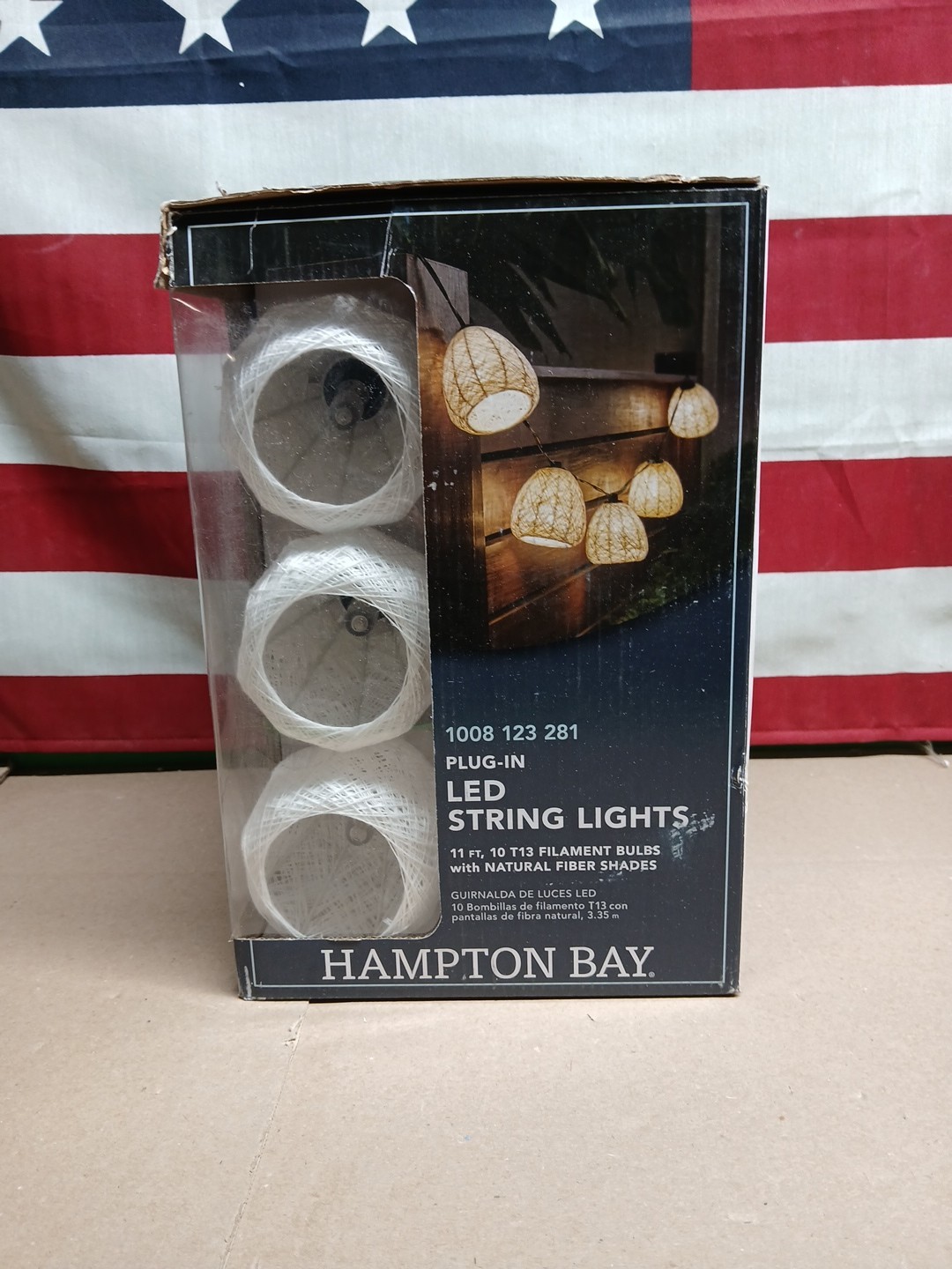 Hampton Bay  11 ft. Plug-In Mini Bulb LED Natural Fiber String Light (10-Heads)