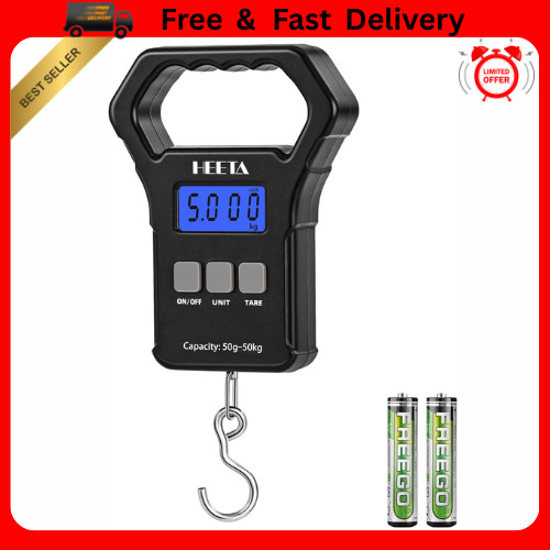Digital Fish Scale 110lb/50kg Hanging Luggage Scale LCD Backlit Fishing Weigh