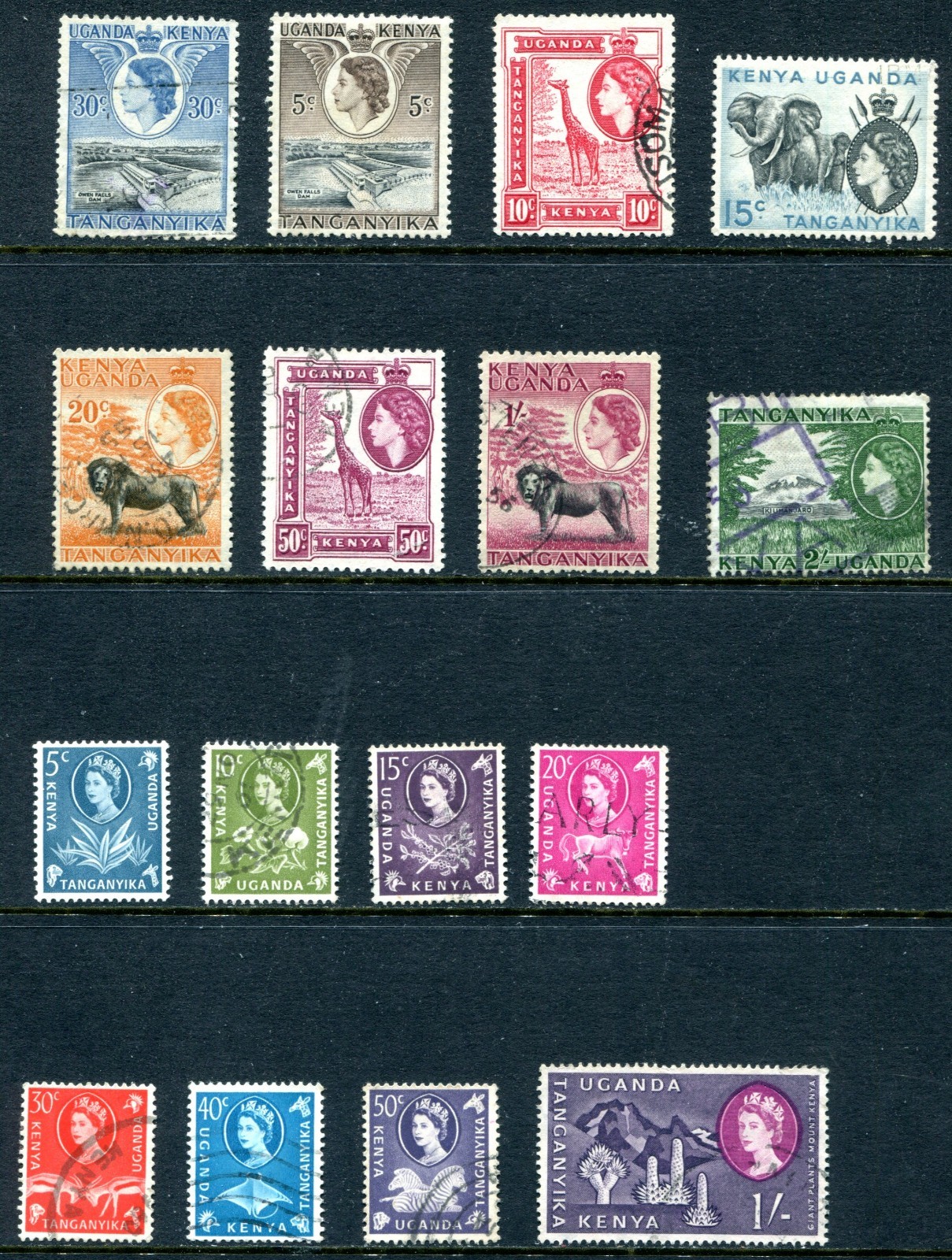 Kenya, Uganda, and Tanzania 1954 - 1960 Used and Unused Lot