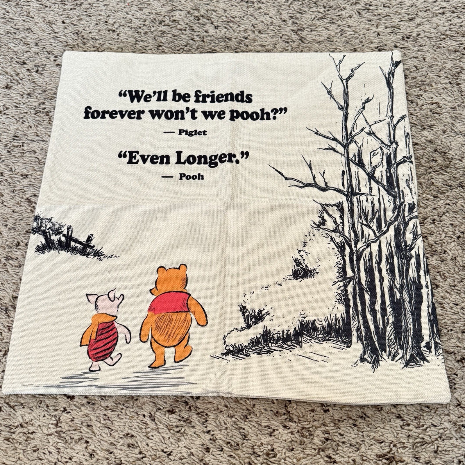 Winnie the Pooh Piglet Quote Pillow Cover We’ll Be Friends Forever 18x18