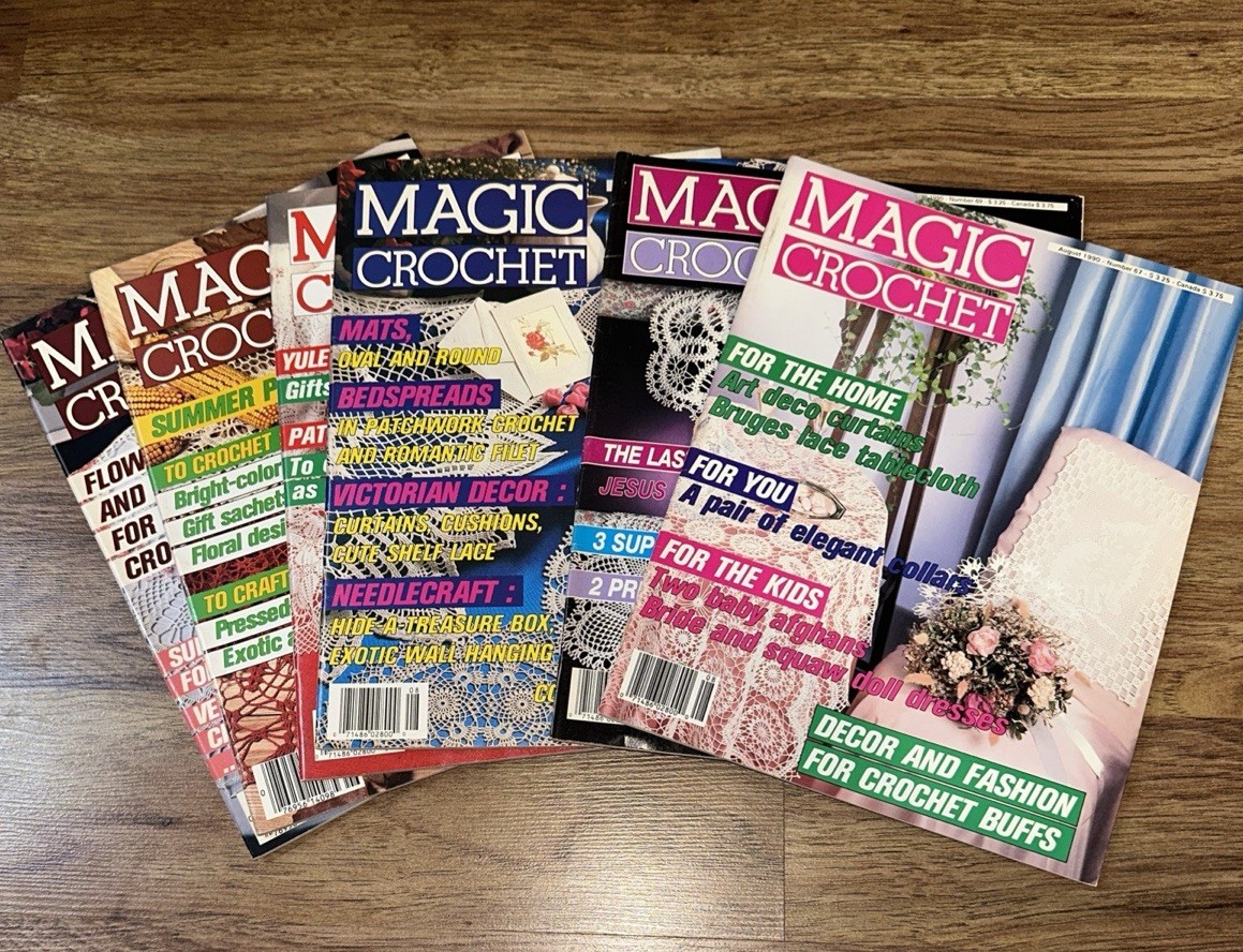 Vintage 1989 MAGIC CROCHET Magazine Lot of 5 Christmas Etc-Pattern Books