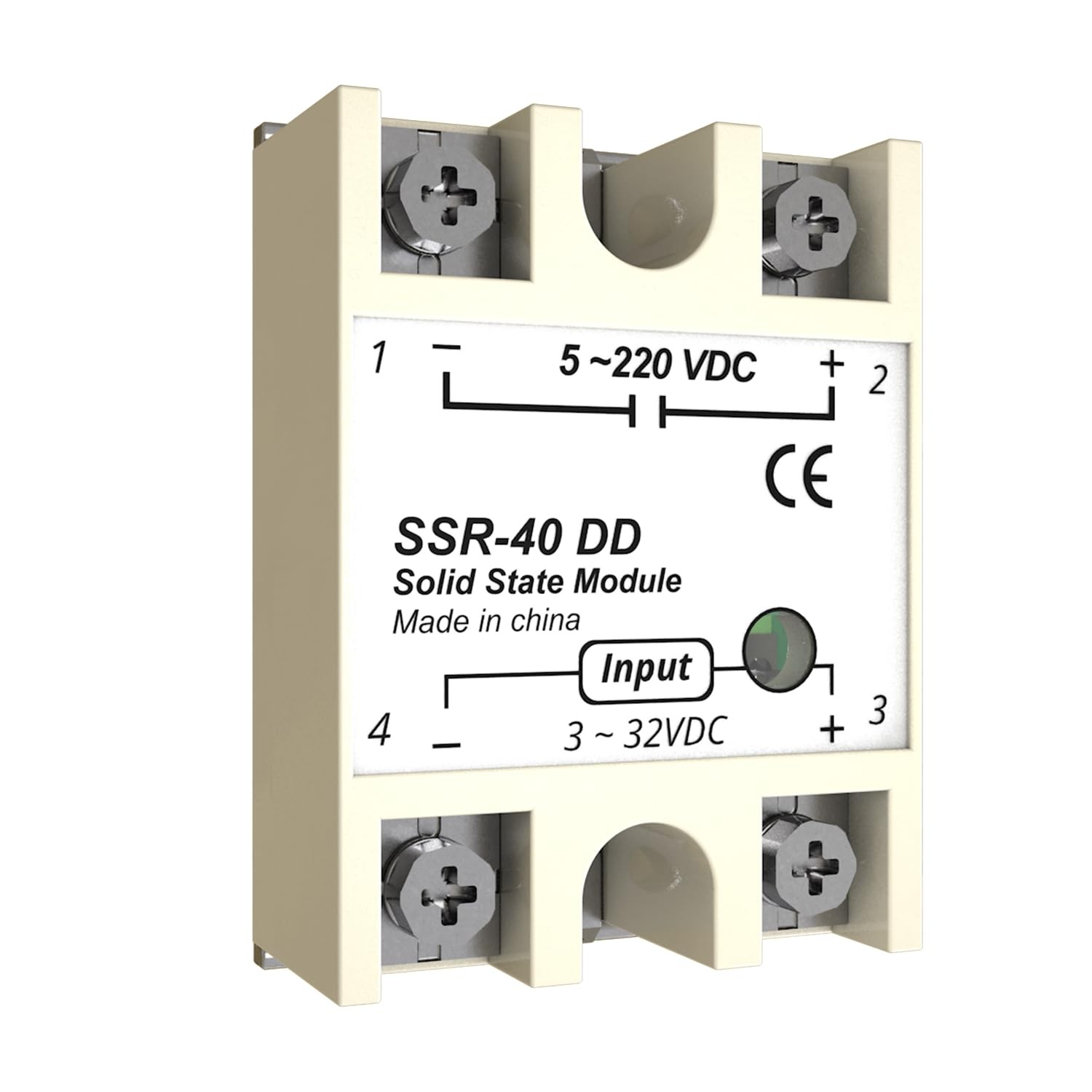 1PCS Dc Solid State Relay 40A，MAKERELE SSR-40DD Input 3-32V DC to 40A-DD 