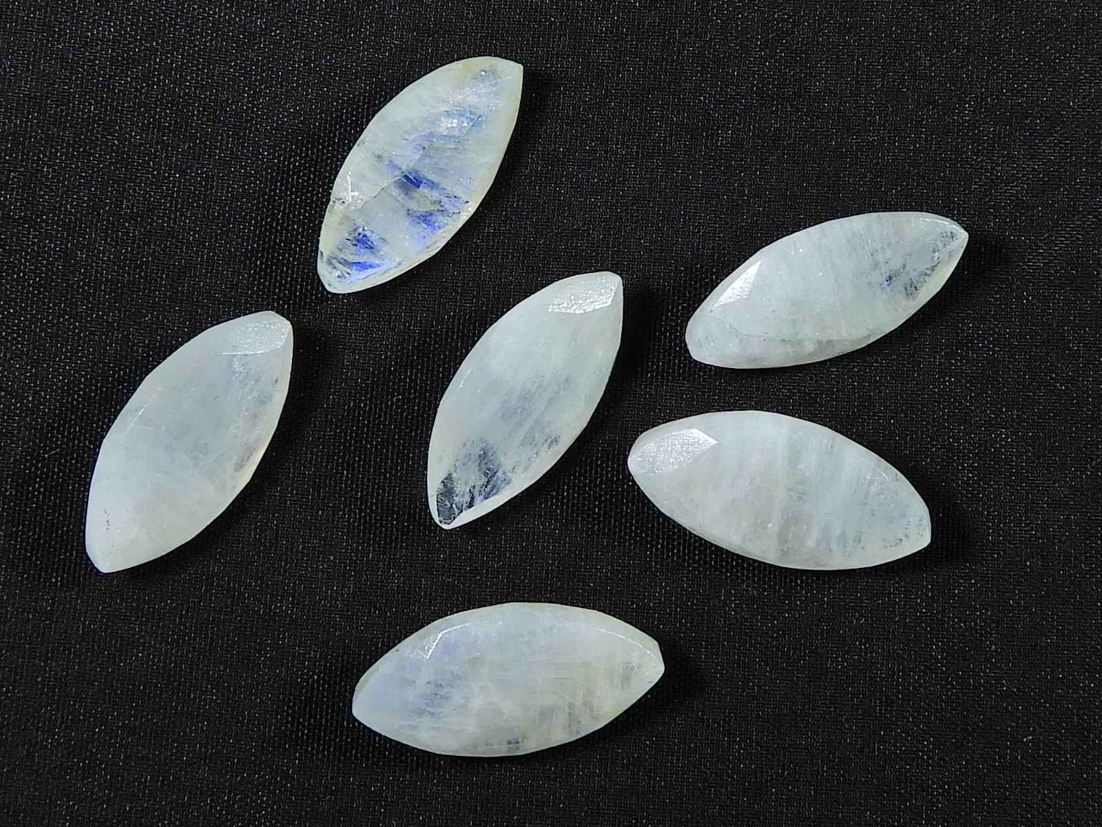 9X18MM Natural Rainbow Moonstone Marquise Faceted Loose Gemstone 6 Pcs Lot