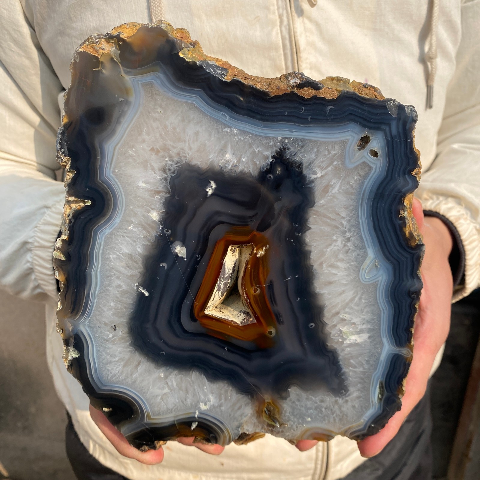 4.9LB Natural Banded Agate geode Quartz Crystal Rough mineral specimens Healing