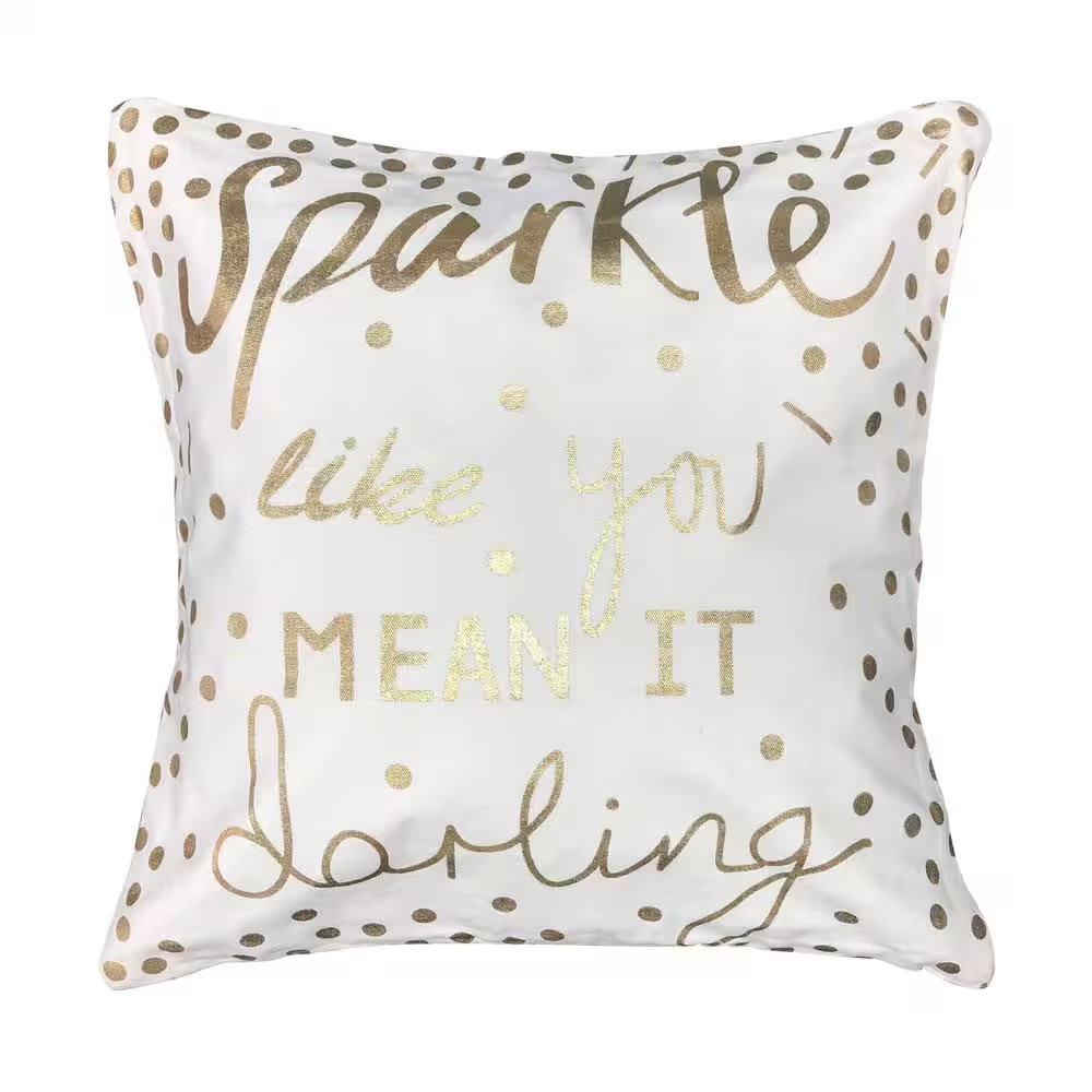 Sparkle White Cotton 18 In. X 18 In. Decorative Pillow