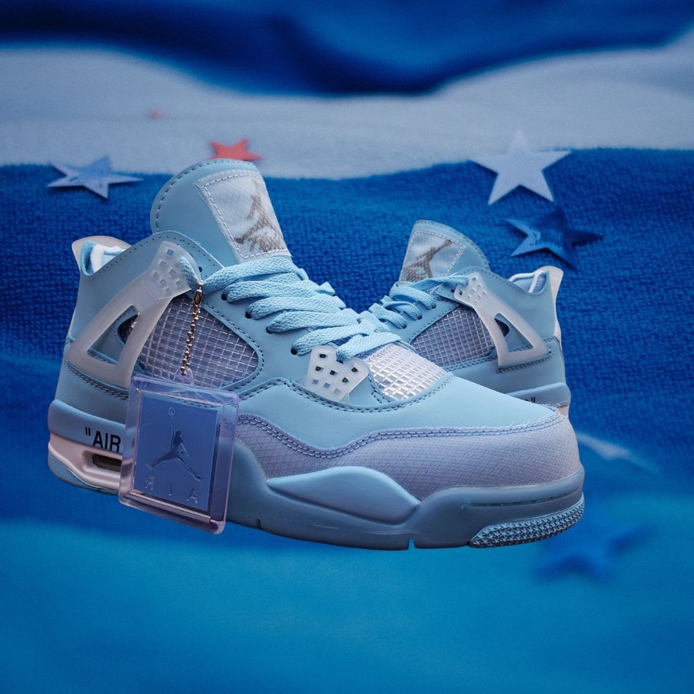 MEN Off-White x Jordan 4 Retro Blue - All Size US 7-12