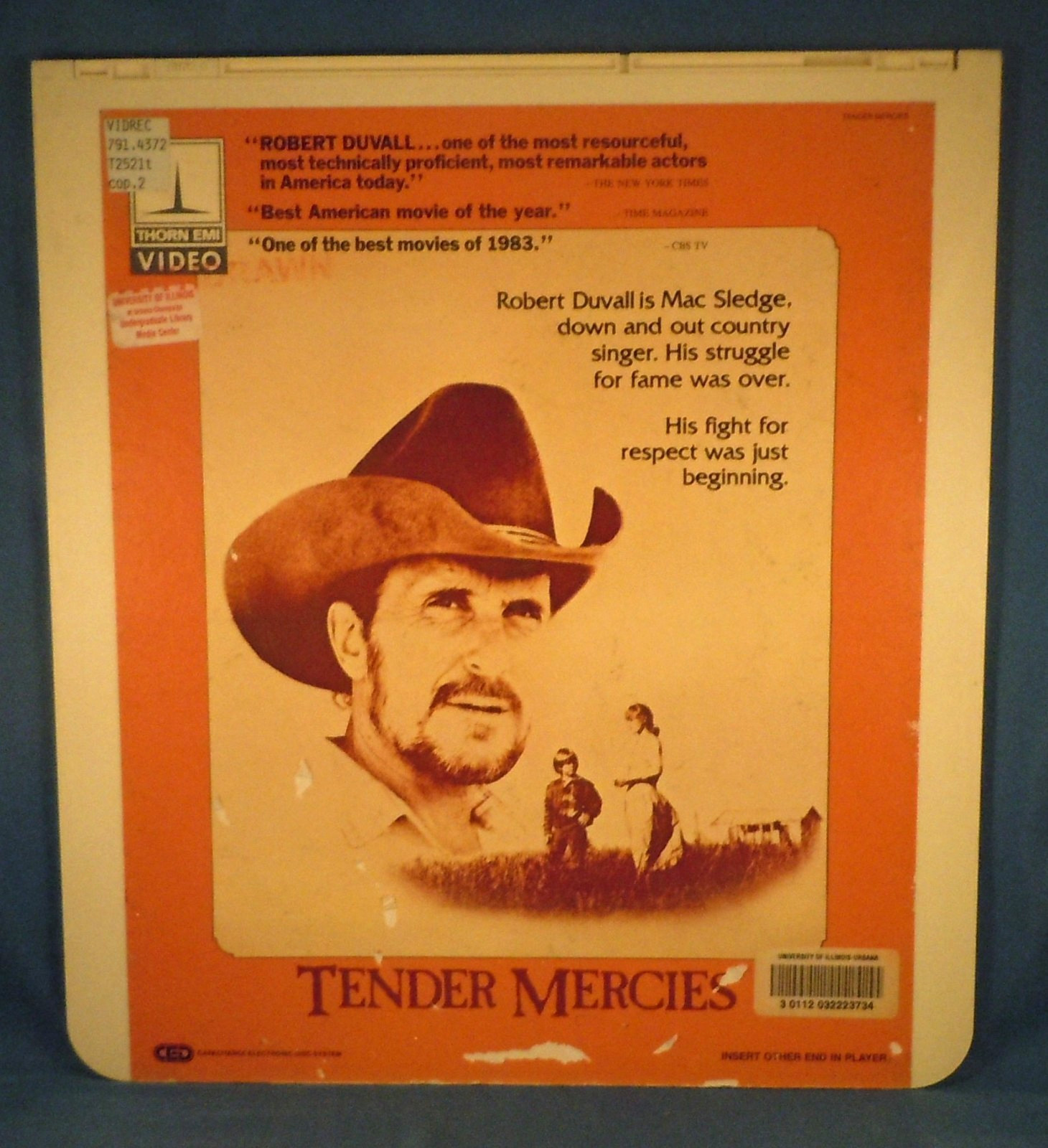 RCA CED VIDEODISC! - TENDER MERCIES with Robert Duvall