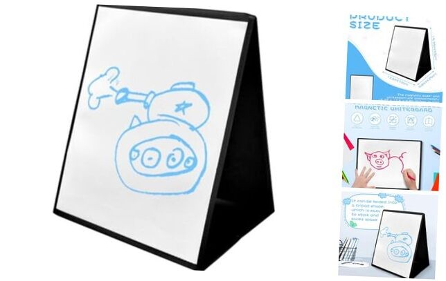 Foldable Magnetic Whiteboard for Kids - Dry Erase Board - Double Sided Magnetic