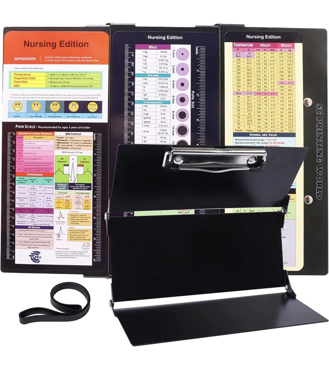 Nursing Clipboard with Nursing and Medical Edition Cheat Sheets 3 Layers Alum...