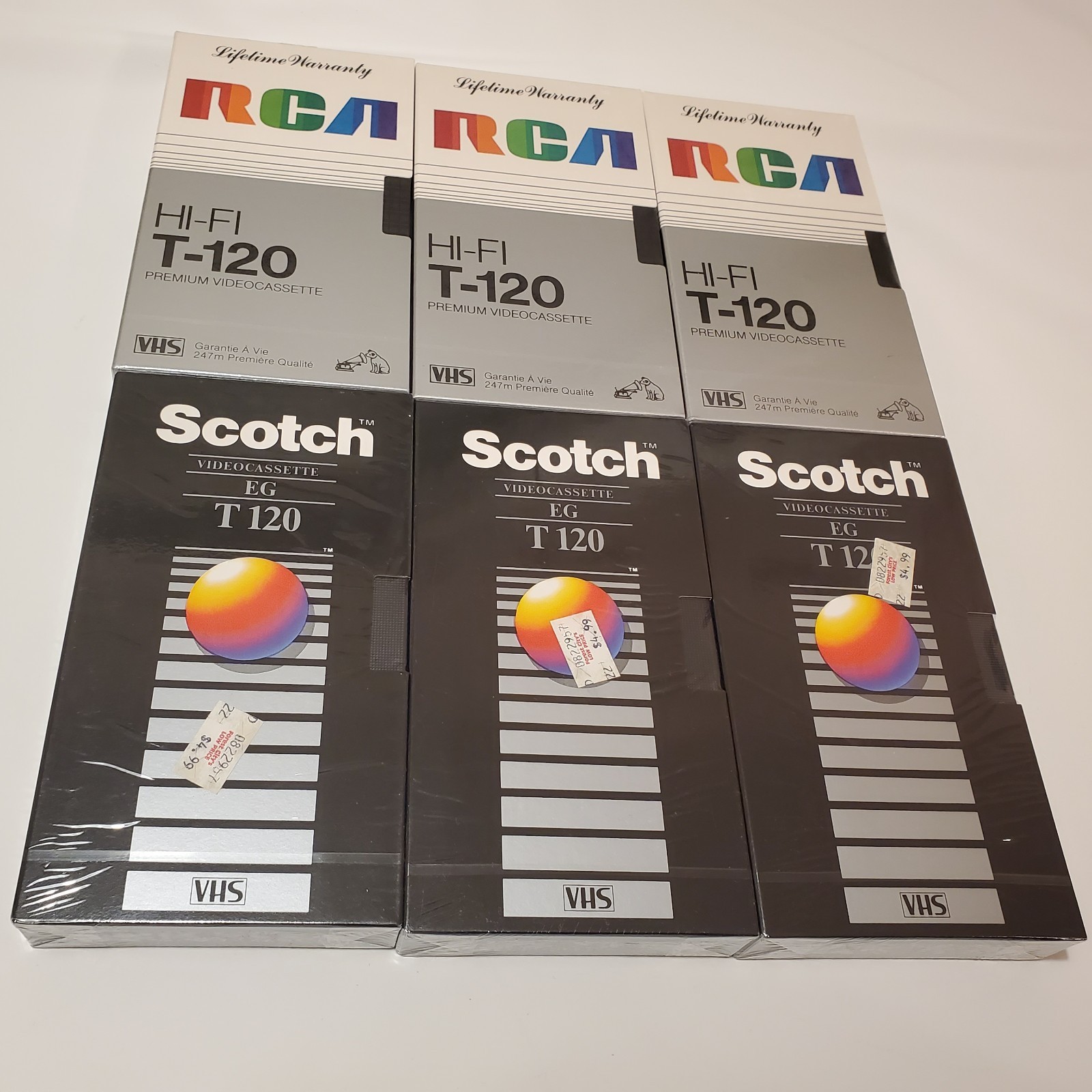 New Lot Of 6 Scotch RCA VHS Sealed T-120 Blank Video Cassette Film Tapes VTG 101