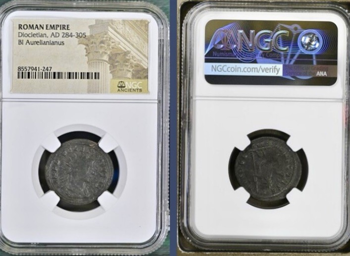 Roman Emperor Diocletian 284AD-305AD NGC Genuine Certified Ancient Aurelianianus