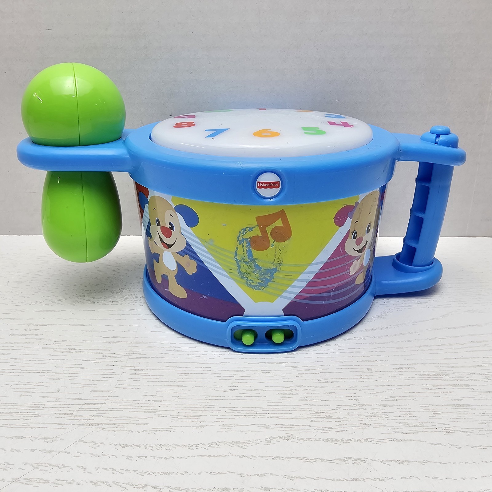 Fisher-Price Tap & Teach Drum Laugh & Learn Light Up Singing Counting Works!