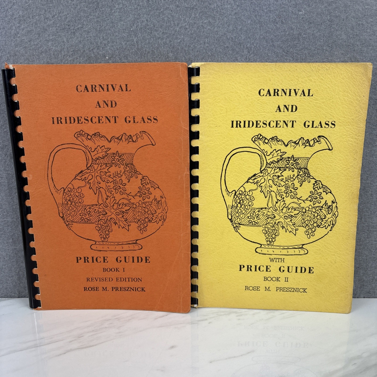 2 Carnival and Iridescent Glass Vtg Books by Rose Presznick (Signed) Vol 1 & 2