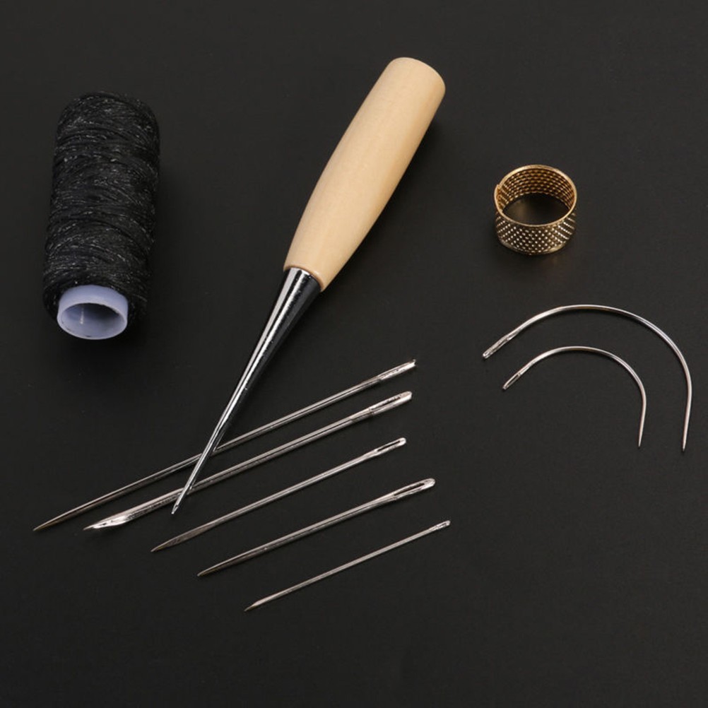  12 Pcs Awl Tool Sewing Set Leathercraft Stitch Basic Leatherworking Kit