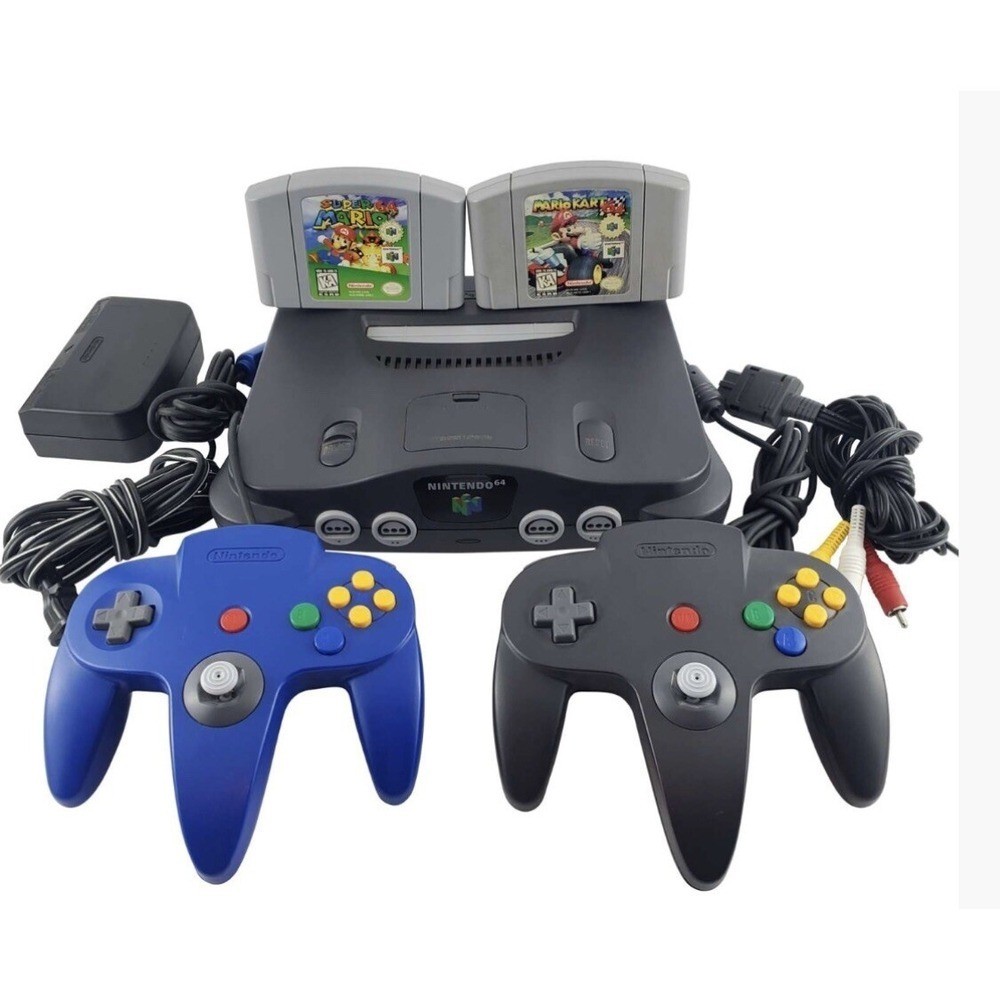 Nintendo 64 N64 System Console Game Bundle Lot with Super Mario And Mario Kart