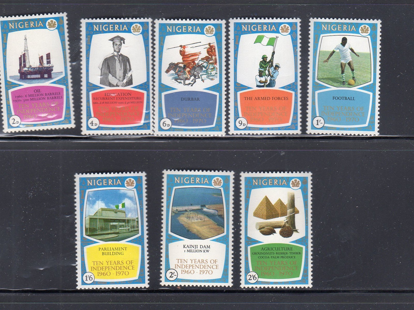 NIGERIA #243-250 1970 10 YEARS OF INDEPENDENCE MINT VF NH O.G 