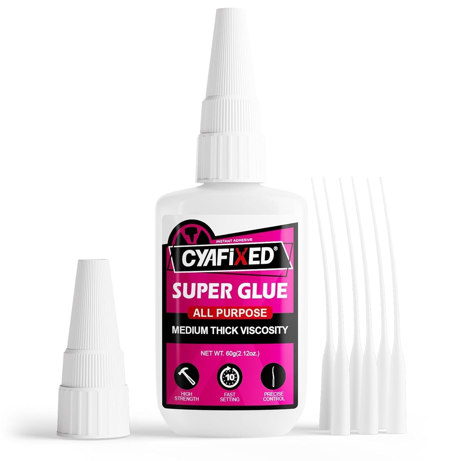 Medium-Thick Super Glue for Wood Plastic Ceramic, 56.8 Gram 2oz All Purpose C...