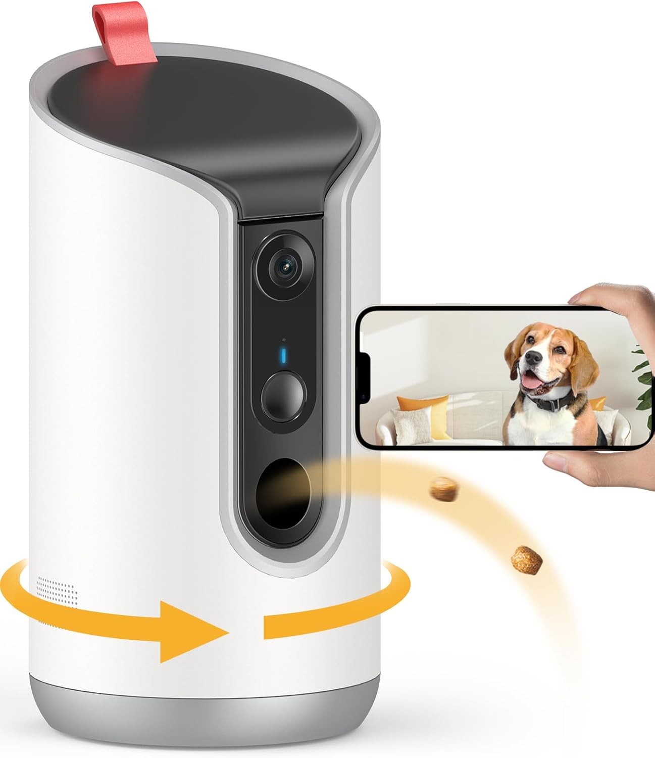 2K Pet Camera Treat Dispenser 360°View Dog Camera W/ Phone App 5G&2.4G WiFi