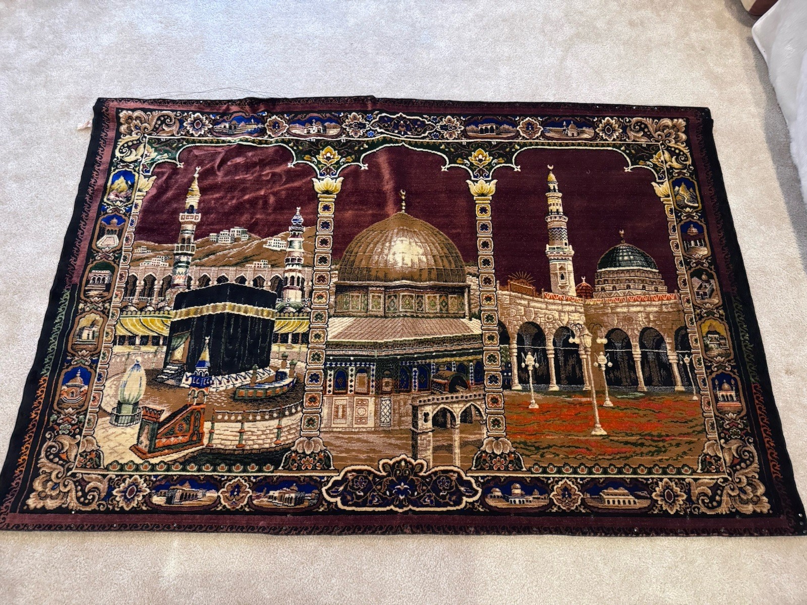 Used D.T.C Tapestry Lebanon Medina Mecca Jerusalem 42X73 Kaaba Islamic Must See