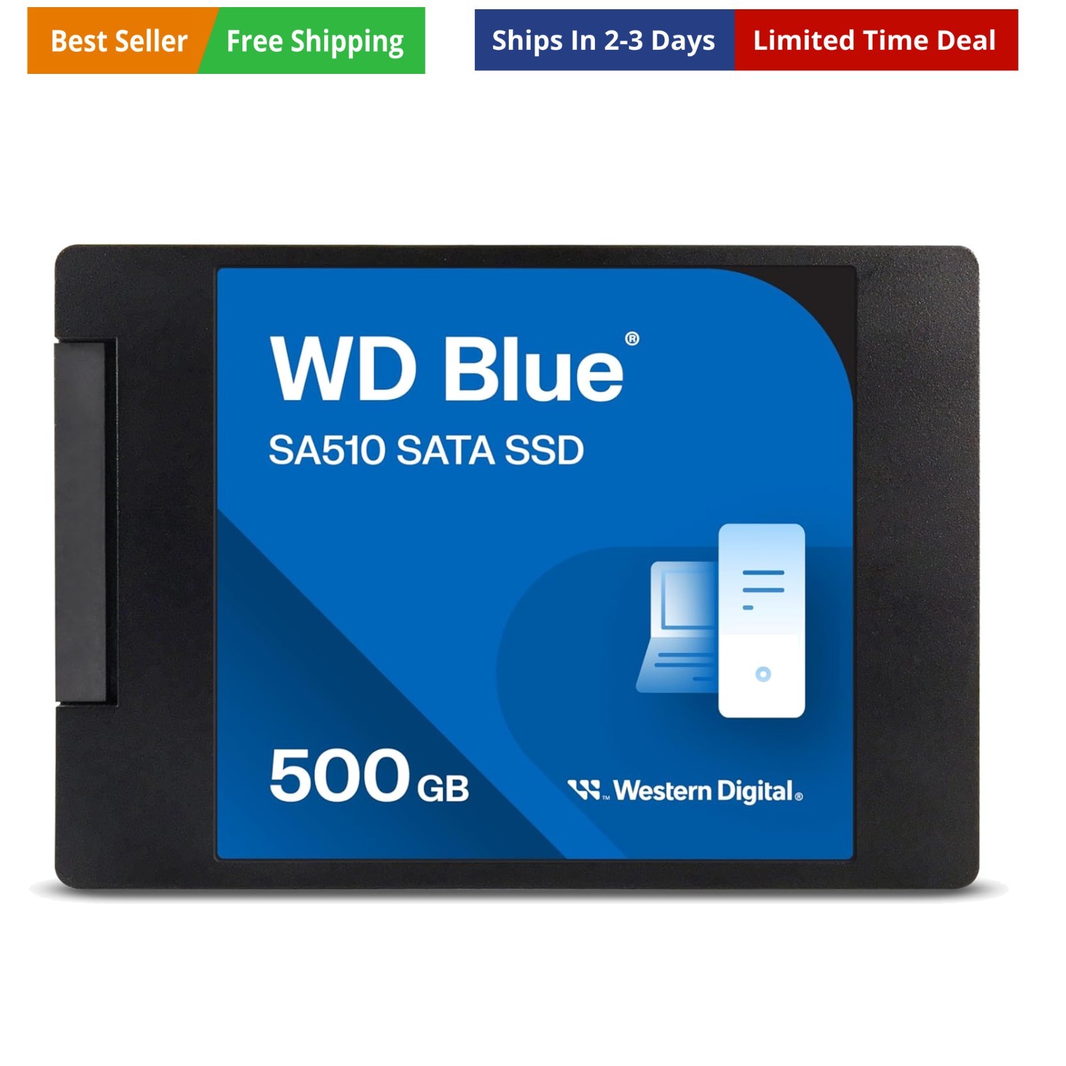 500GB WD Blue SA510 SATA Internal Solid State Drive SSD - SATA III 6 Gb/s, 2....
