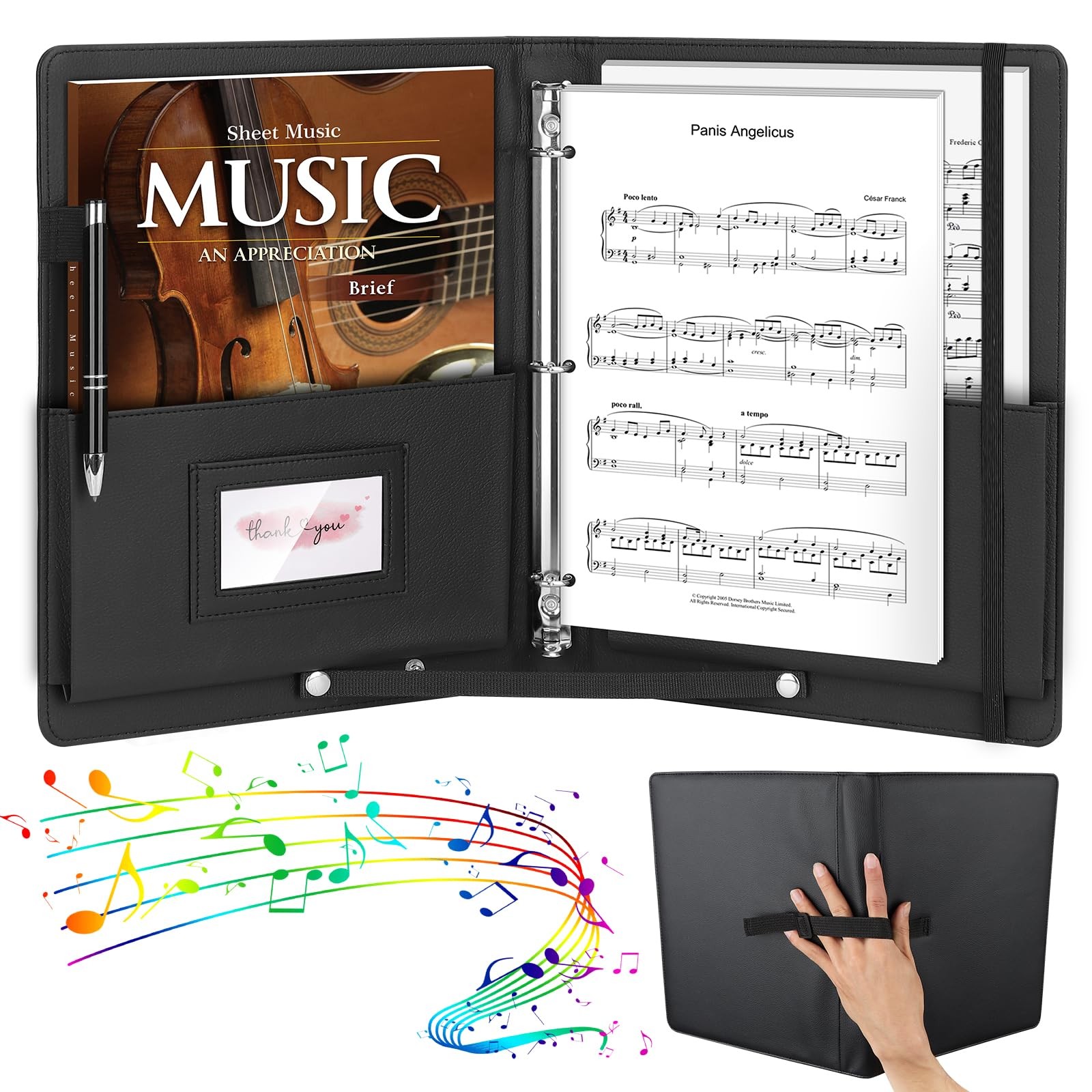 YOTINO Sheet Music Folder, 3 Ring Choral Muisc Black With No Binder Sheets 