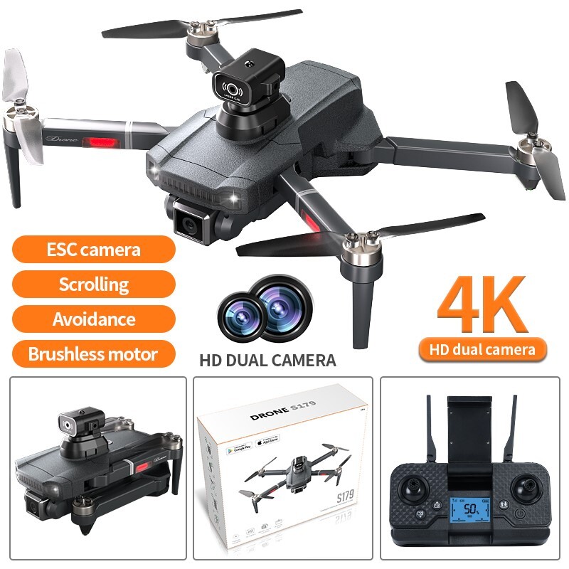 S179 Brushless Drone: Optical Flow, Quad Obstacle Avoidance,3 Batteries Included