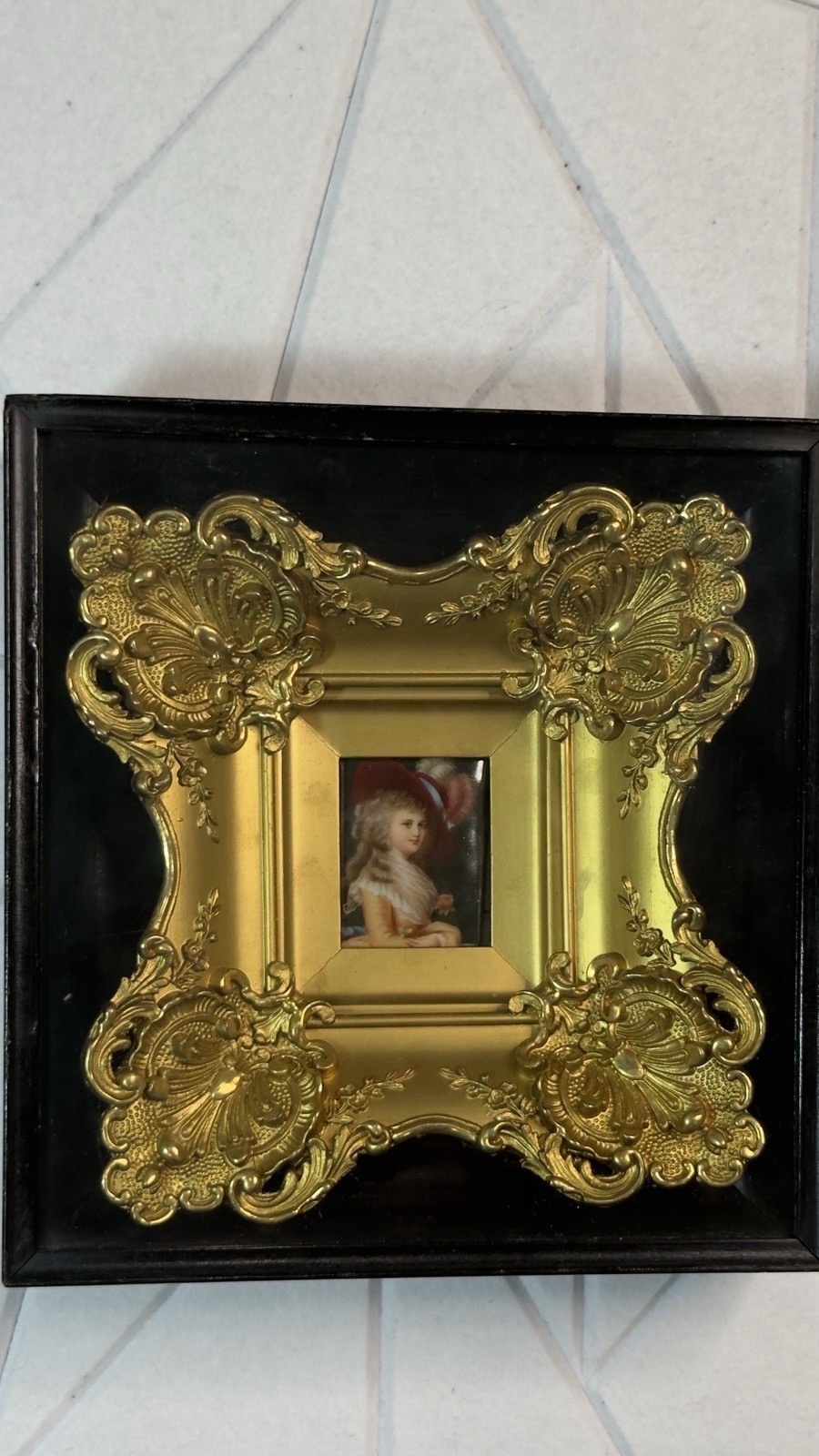 Antique 19thC Miniature Portrait Duchess of Devonshire Gainsborough Style 120K
