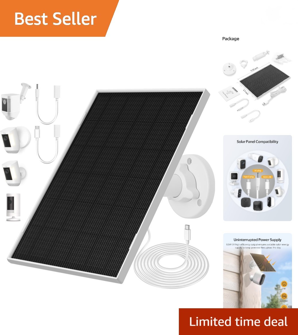 Ring Solar Panel Charger, 6.5W Solar Panel for Security Camera, Compatible fo...