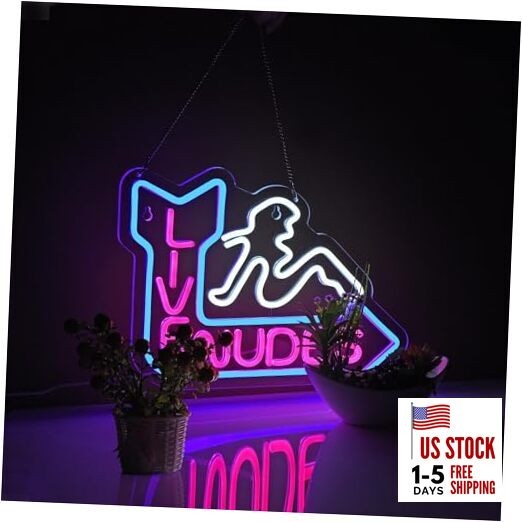 Live Neon Sign for Wall Décor Girls LED Batchroom Changing Room Pink+Blue