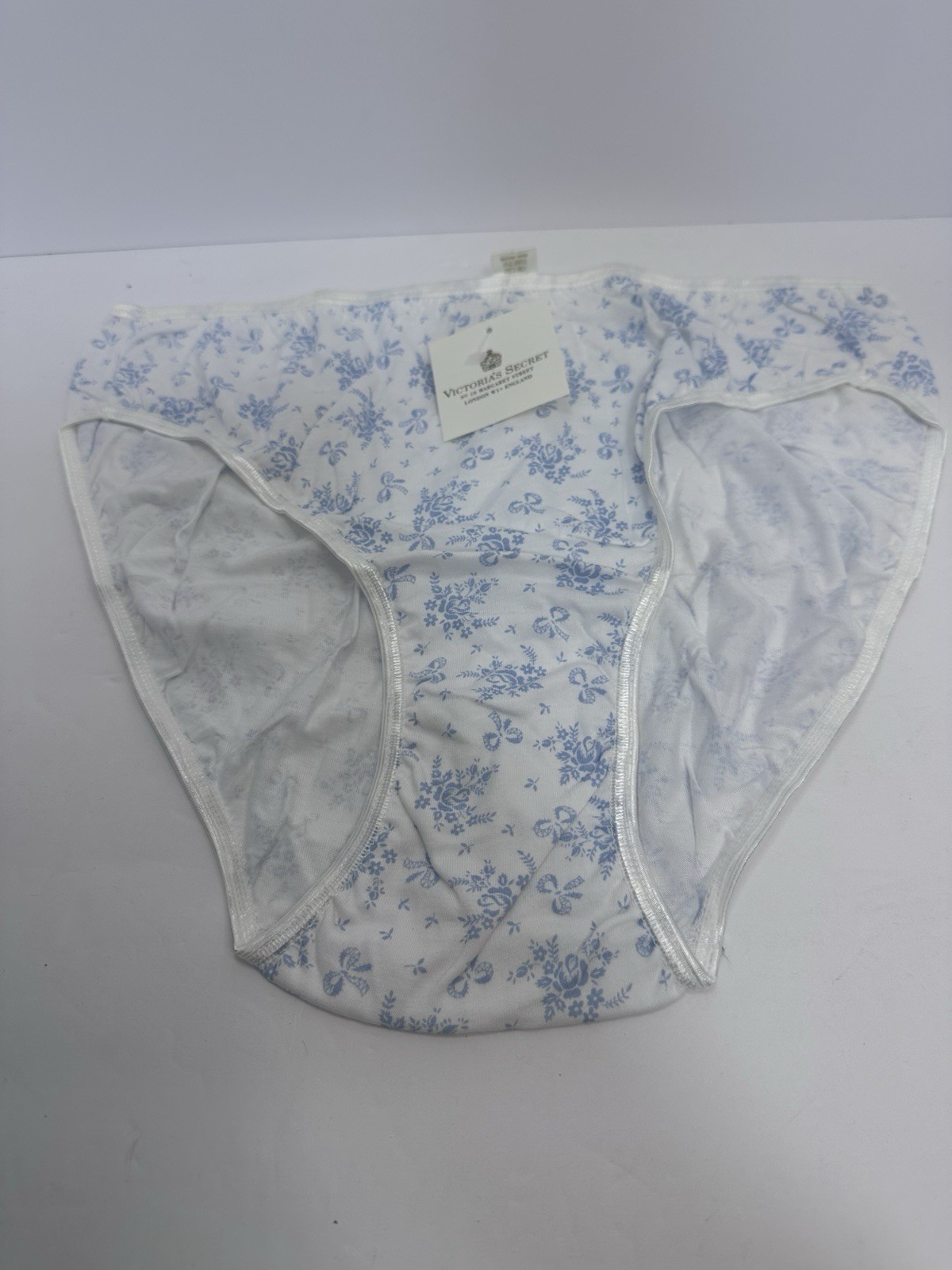 NWT Victorias Secret London gold label Vintage hi-cut panties Blue white cotton