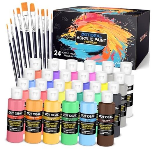  Acrylic Paint Set with Paint Brushes, 24 Colors(100ml, 3.4 24 Colors（100ml）