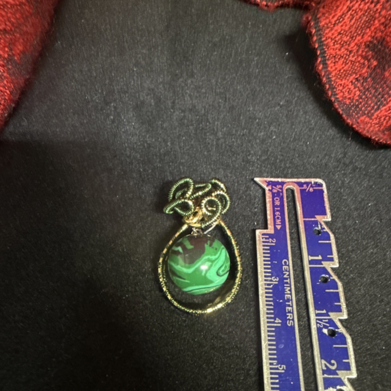 Handcrafted Wire Wrapped Malachite Pendant Gold Green Teardrop Charm